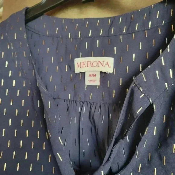 Merona Navy & Gold Summer  Top med - Picture 2 of 6